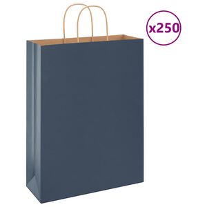 vidaXL Sacchetti di Carta 250 pz con Manici Blu 32x12x42 cm