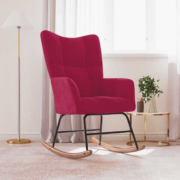 vidaXL Sedia a Dondolo Rosso Vino in Velluto