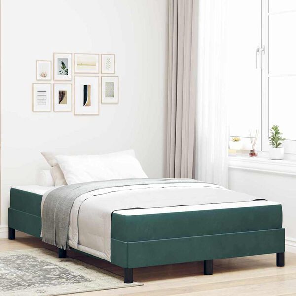 vidaXL Letto a molle con materasso Verde Scuro 120 x 220 cm Tessuto