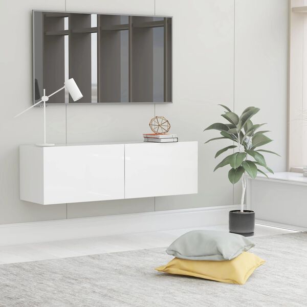 vidaXL Mobile Porta TV Bianco Lucido 100x30x30 cm in Legno Multistrato