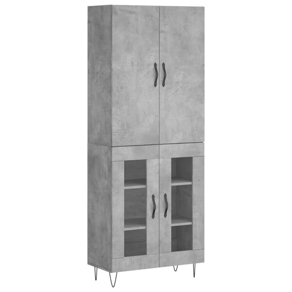 vidaXL Credenza Grigio Cemento 69,5x34x180 cm in Legno Multistrato