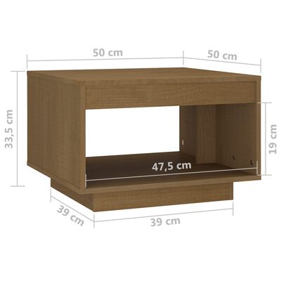 vidaXL Tavolino da Salotto Miele 50x50x33,5 cm Legno Massello di Pino