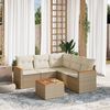 vidaXL Set Divano da Giardino 6 pz con Cuscini Beige in Polyrattan