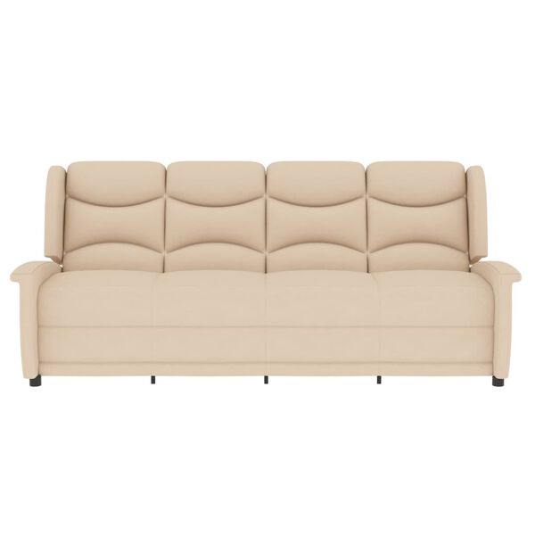 vidaXL Poltrona Massaggiante Reclinabile a 4 Posti Crema Tessuto