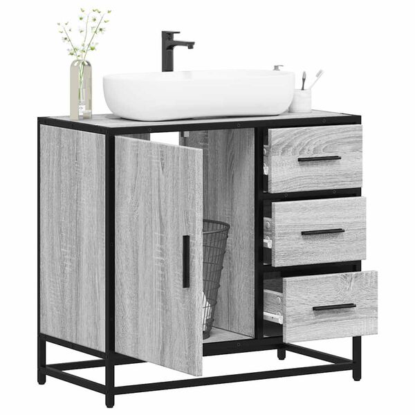 vidaXL Mobile Lavabo Bagno Grigio Sonoma 65x33x60 cm Legno Multistrato