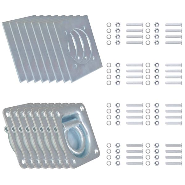 vidaXL Anelli di Ancoraggio per Rimorchi 8 pz Acciaio Zincato 2000 kg