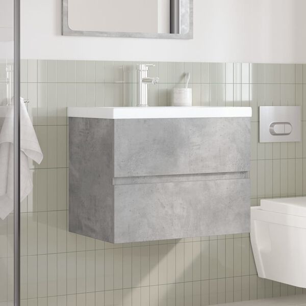 vidaXL Set Mobili da Bagno 2 pz Grigio Cemento in Legno Multistrato