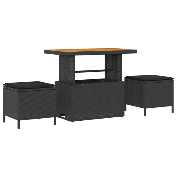 vidaXL Set Divano da Giardino con cuscino 9 pcs Nero polyrattan