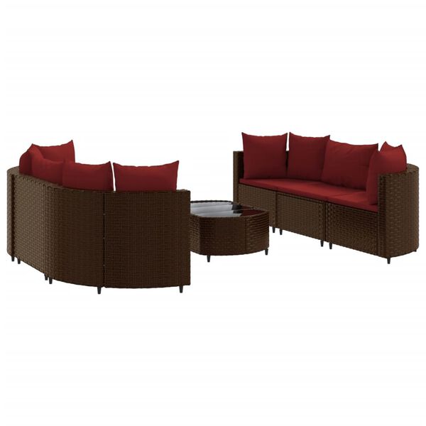 vidaXL Set Divani da Giardino 7 pz con Cuscini Marrone in Polyrattan