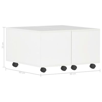 vidaXL Tavolino da Salotto Bianco Lucido 60x60x35 cm Legno Multistrato