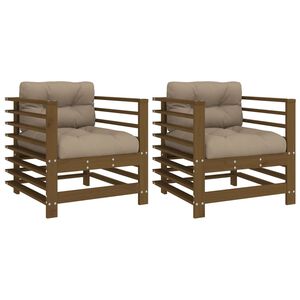 vidaXL Sedie da Giardino con Cuscini 2pz Ambra Legno Massello di Pino