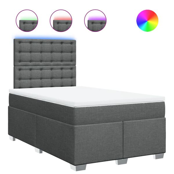 vidaXL Giroletto a Molle con Materasso Grigio Scuro 120x200 cm Tessuto