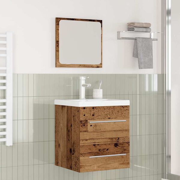 vidaXL Set di mobili per il bagno con cassetto 2 pcs Legno vecchio