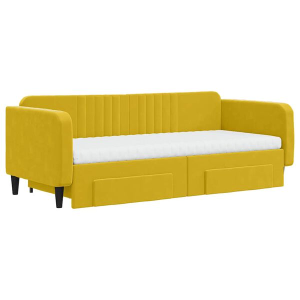 vidaXL Divano Letto Estraibile con Cassetti Giallo 90x200cm in Velluto
