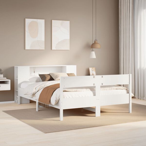 vidaXL Letto Libreria senza Materasso Bianco 120x200 cm Legno di Pino