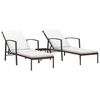 vidaXL Lettini Prendisole 2 pz con Tavolo in Polyrattan Marrone