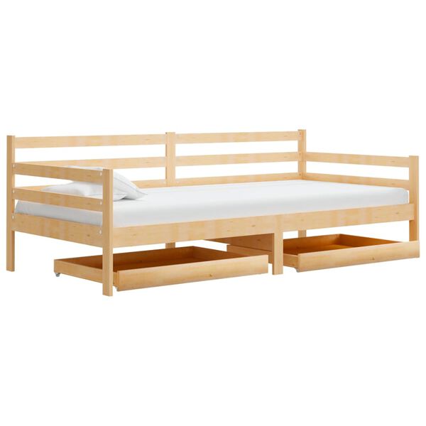 vidaXL Divano Letto con Cassetti 90x200 cm Legno Massello di Pino
