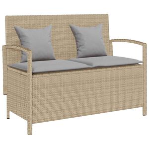 vidaXL Panca Portaoggetti da Giardino con Cuscino Beige in Polyrattan