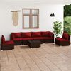vidaXL Set Divani da Giardino 7 pz con Cuscini in Polyrattan Marrone