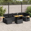 vidaXL Set Divani da Giardino con Cuscini 8 pz Nero Polyrattan Acacia