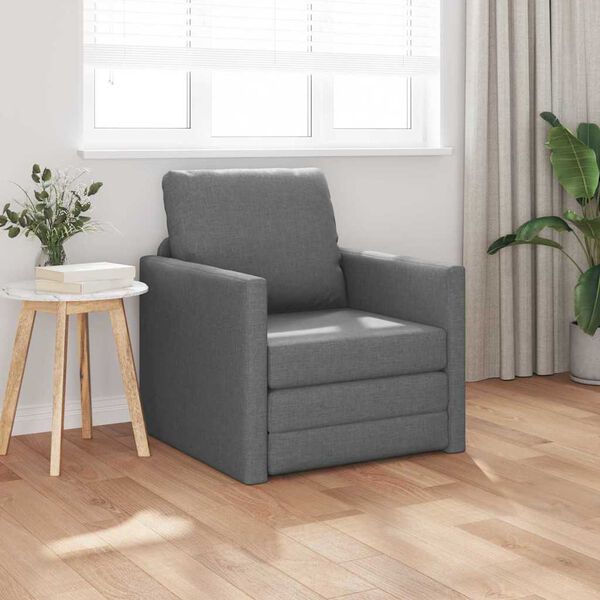 vidaXL Divano letto 60cm Grigio scuro Tessuto