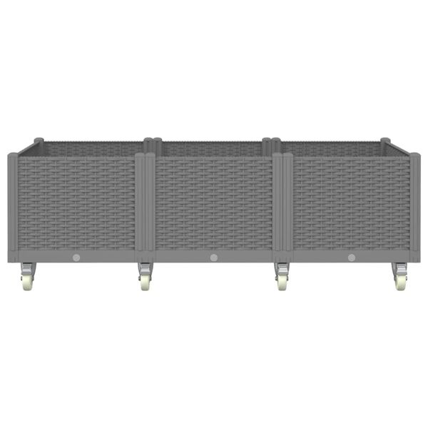 vidaXL Fioriera da Giardino con Ruote Grigio Chiaro 150x80x54 cm in PP