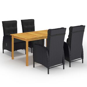 vidaXL Set Mobili da Pranzo per Giardino 5 pz Nero