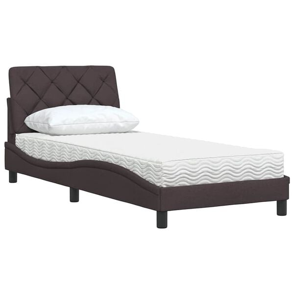 vidaXL Letto con Materasso Marrone Scuro 90x200 cm in Tessuto