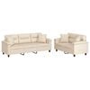 vidaXL Set Divani 2 pz con Cuscini Beige in Tessuto Microfibra