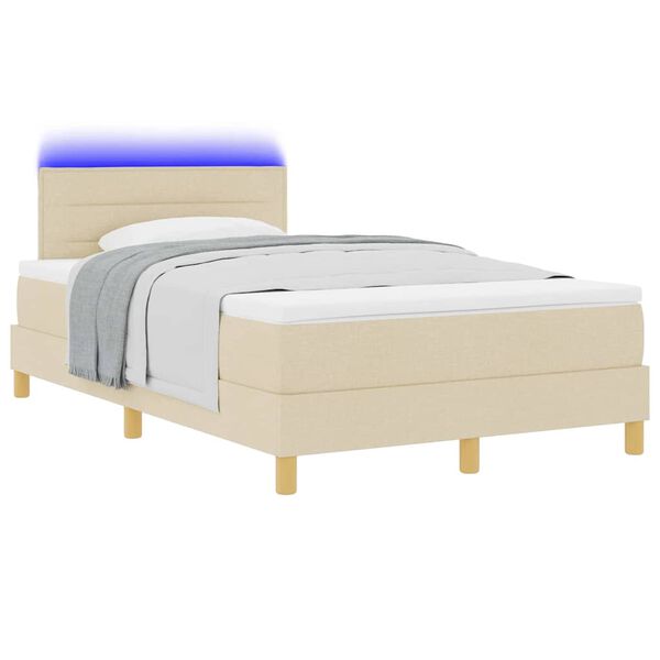 vidaXL Letto a Sorgente LED con materasso Crema 120 x 200 cm Tessuto