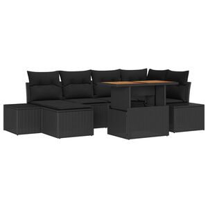 vidaXL Set Divano da Giardino 7 pz Nero Poly Rattan