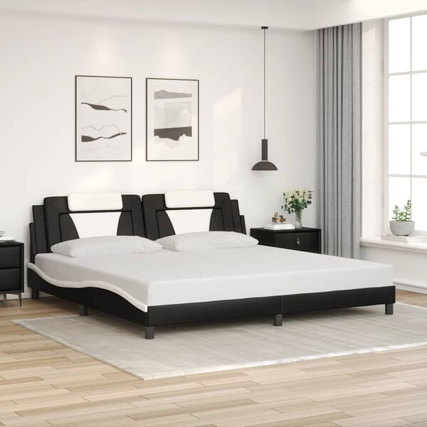 vidaXL Giroletto Viana senza Materasso Bianco e Nero 200x200 cm in Similpelle