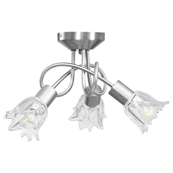 vidaXL Lampadario con Paralumi in Vetro per 3 Lampadine E14 Tulipano