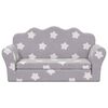 vidaXL Divano per Bambini 2 Posti Grigio Chiaro Stelle Morbido Peluche