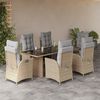 vidaXL Set Pranzo da Giardino 7 pz con Cuscini Beige Misto Polyrattan