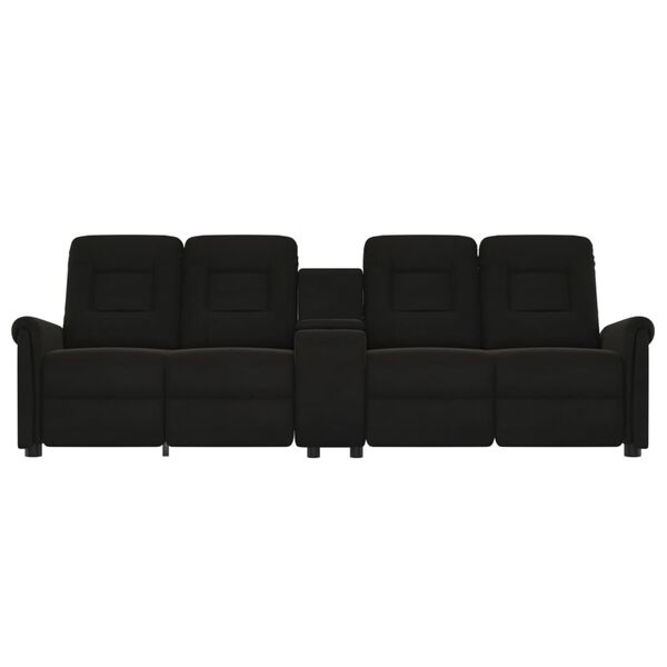 vidaXL Divano Massaggio Reclinabile a 4 Posti con Portabicchieri Nero