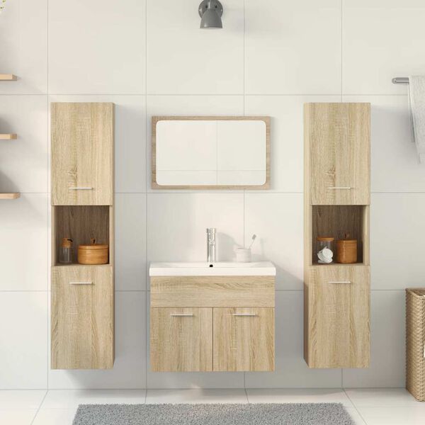 vidaXL Set Mobili da Bagno 5 pz Rovere Sonoma in Legno Multistrato