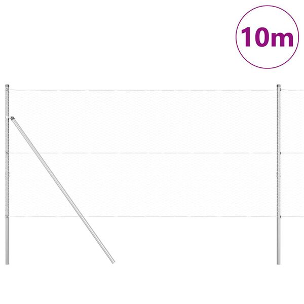 vidaXL Palo della recinzione Argento 10 x 1,4 m (rete da 25 mm)