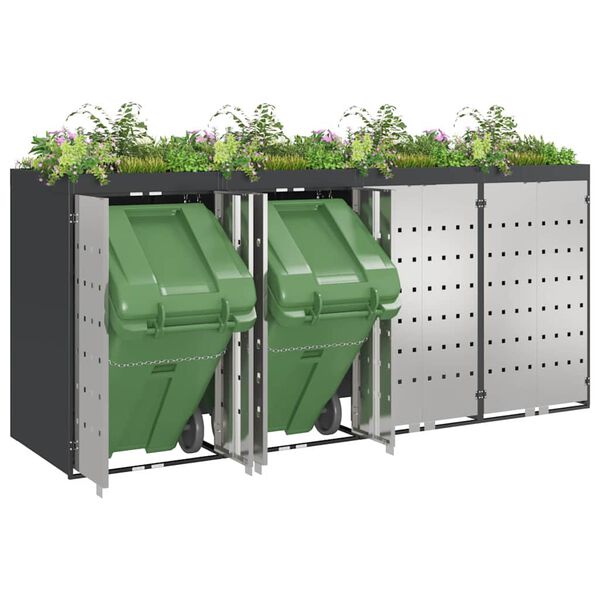 vidaXL Contenitore per Rifiuti per 3 Bidoni 340 x 77.5 x 115.5 cm