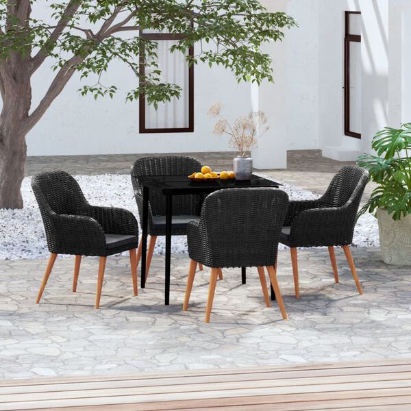 vidaXL Set da Pranzo da Giardino 5 pz con Cuscini Nero