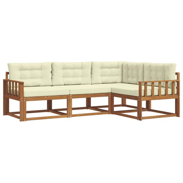 vidaXL Set di divani da esterno con cuscino 4 pcs Naturale e Crema