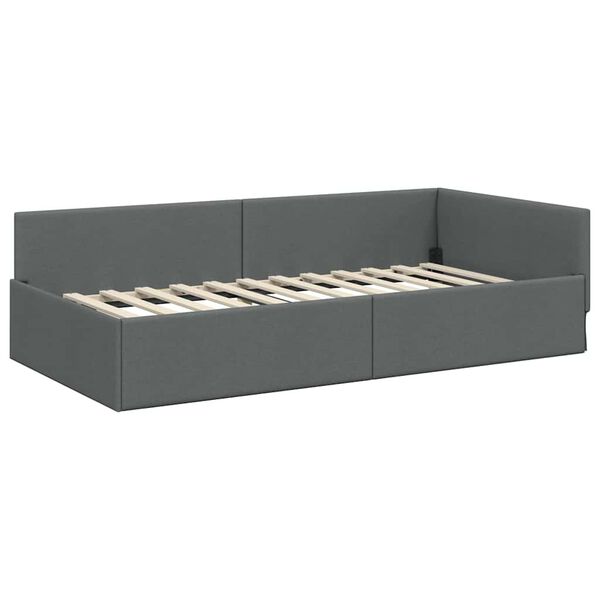 vidaXL Cornice del letto ad angolo Grigio scuro 90 cm x 190 cm Velluto