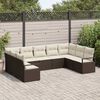 vidaXL Set Divano da Giardino 9 pcs Marrone e bianco polyrattan