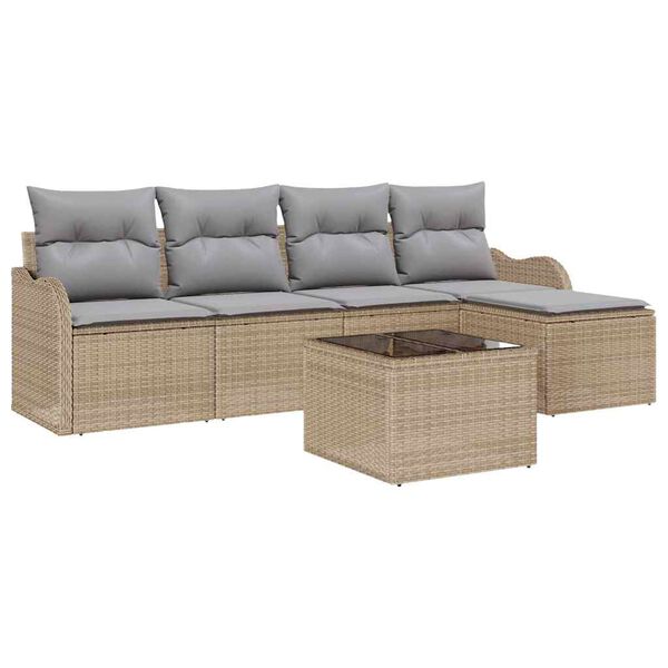 vidaXL Set Divano da Giardino Beige polyrattan