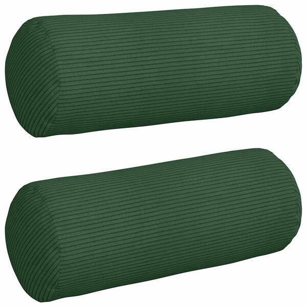 vidaXL Cuscini a rullo 2 pcs Verde Scuro Ø 15 x 40 cm Tessuto in Cords