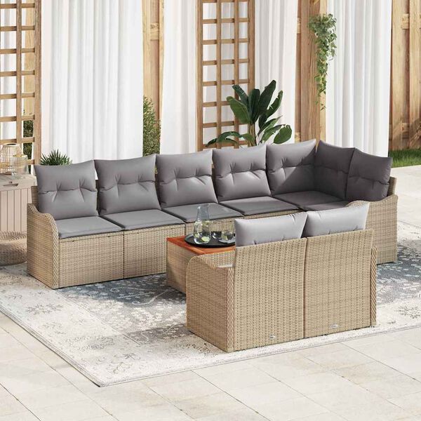vidaXL Set Divano da Giardino 9 pcs Beige e Grigio Chiaro polyrattan