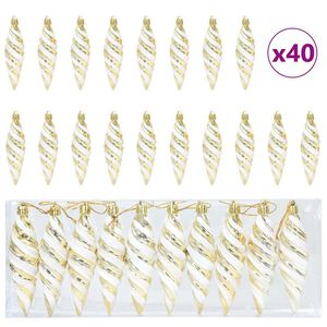 vidaXL Palla a spirale di Natale 40 pz Oro 3 x 11 cm Plastica