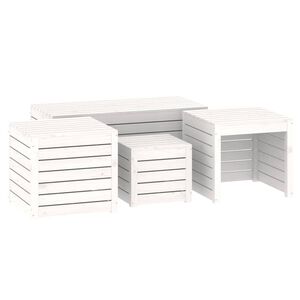 vidaXL Set Cassette da Giardino 4 pz Bianco in Legno Massello di Pino