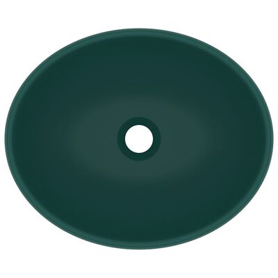 vidaXL Lavandino Lusso Ovale Verde Scuro Opaco 40x33 cm in Ceramica