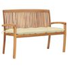 vidaXL Panchina da Giardino Impilabile e Cuscino 128,5cm Teak Massello